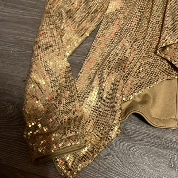 G By Guess Gold sequinned blazer size small Like New - Picture 2 of 4